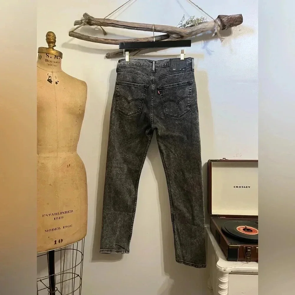 Levi's | 522 Mens 31x30 Slim Taper Jeans Black Acid Wash Pants